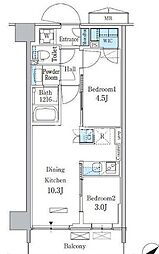 パークアクシス品川南大井パークフロント 2LDKの間取図画像