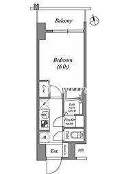 ディームス品川南大井 1Kの間取図画像