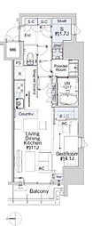 ベルファース蒲田West 1LDKの間取図画像