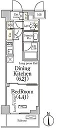 ベルファース大森山王 1DKの間取図画像