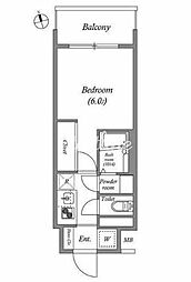 ディームス品川南大井 1Kの間取図画像