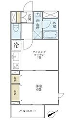 ウェルハウス東大井B 1DKの間取図画像