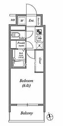 ディームス品川南大井 1Kの間取図画像