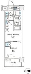 ベルファース品川大井町 1DKの間取図画像