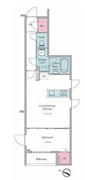 ドゥーエ梅屋敷 1LDKの間取図画像