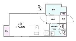 トリアス574(trias574) ワンルームの間取図画像