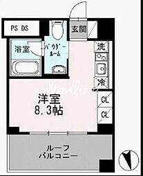 カスタリア大森3 1Kの間取図画像