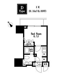 レジディア大森3 1Kの間取図画像