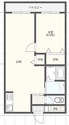 中滑川シティハイツ 4階1LDKの間取り
