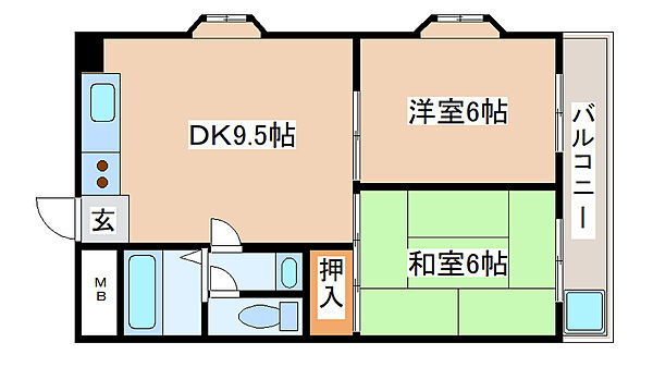 ハイツ菊水 701｜兵庫県神戸市長田区房王寺町7丁目(賃貸マンション2DK・7階・49.50㎡)の写真 その2