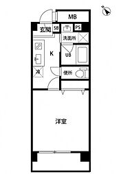 田中第2ビル 1Kの間取図画像
