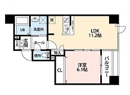 ベリーノ中央通り 1LDKの間取図画像
