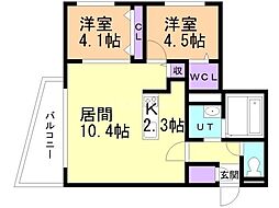 SKY千歳 2LDKの間取図画像