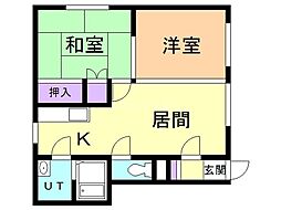 高台弐番館 2LDKの間取図画像