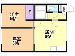 グランハイツ 2DKの間取図画像