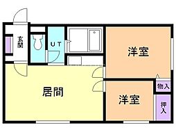 サンシャイン15 2LDKの間取図画像