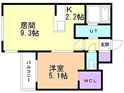 千歳市東雲町5丁目マンション 1LDKの間取図画像