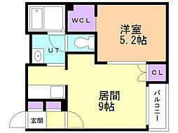 E・SORA錦町 1DKの間取図画像