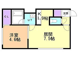 RN富士 1LDKの間取図画像