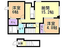 初音 2LDKの間取図画像