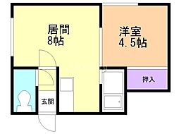 タウンコーポ6 1LDKの間取図画像