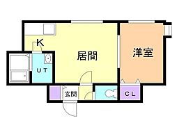 リベルテ・コリーヌ2 1LDKの間取図画像