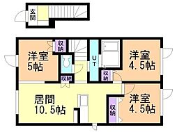 千歳市北光4丁目アパート 3LDKの間取図画像