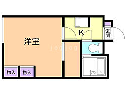 レオパレスポーラスター 1Kの間取図画像