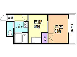 平和ビル 1DKの間取図画像