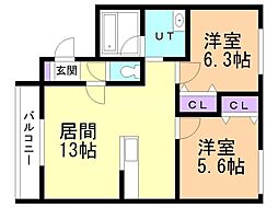 Mauloa 2LDKの間取図画像