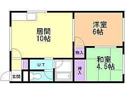 フラワーハイツ寿 2LDKの間取図画像