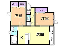 エコパークエスコート 2LDKの間取図画像