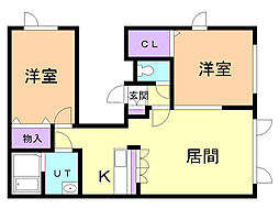 ブルーム 2LDKの間取図画像