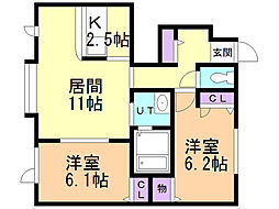 シャーメゾンシュクプ 2LDKの間取図画像