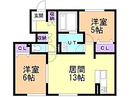 first sky A 2LDKの間取図画像