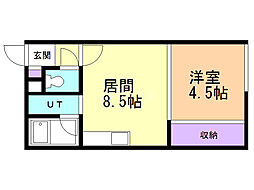 コーポ未来A 1LDKの間取図画像