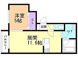 千歳市富士2丁目マンション 1LDKの間取図画像