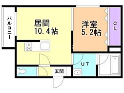 千歳市富士2丁目マンション 1LDKの間取図画像