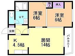 ホーマット千歳 2LDKの間取図画像