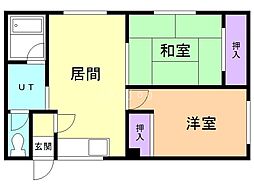 イーストヴィラ 2LDKの間取図画像