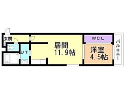 ブリーゼ千歳本町 1LDKの間取図画像