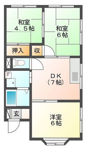 ステーションコーポラス 202｜岡山県岡山市中区長岡(賃貸アパート3DK・2階・49.50㎡)の写真 その2