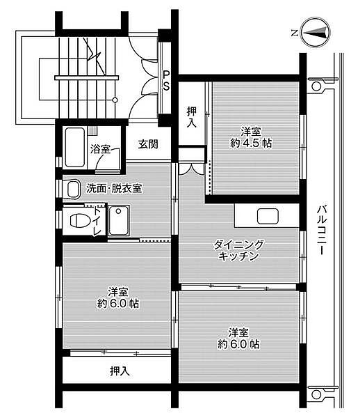 ビレッジハウス吉永2号棟 0508｜岡山県備前市吉永町吉永中(賃貸マンション3DK・5階・53.96㎡)の写真 その2