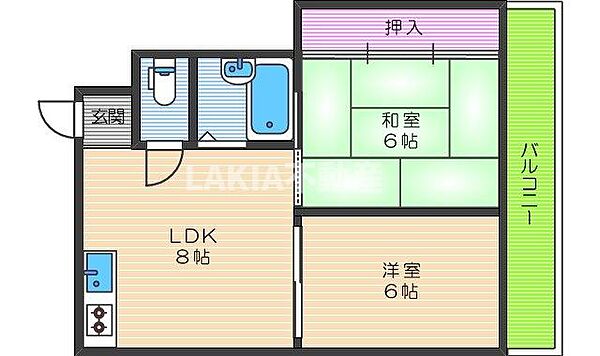 メゾングレイン ｜大阪府大阪市東住吉区西今川2丁目(賃貸マンション2DK・2階・42.00㎡)の写真 その2