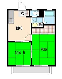 パナトピア並木A 2DKの間取図画像