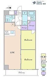 シャン・ド・ヴィラージュ 2LDKの間取り