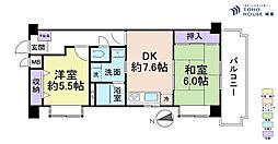 エンゼルハイム鹿浜第8 2DKの間取図画像