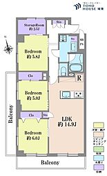 江古田サニーハイツ 3SLDKの間取図画像