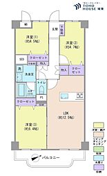 蓮根ファミールハイツ2号棟 3LDKの間取図画像