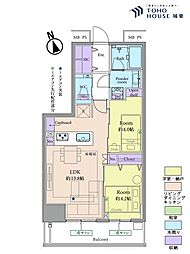 ザ・パークハウス新宿タワー 2LDKの間取図画像
